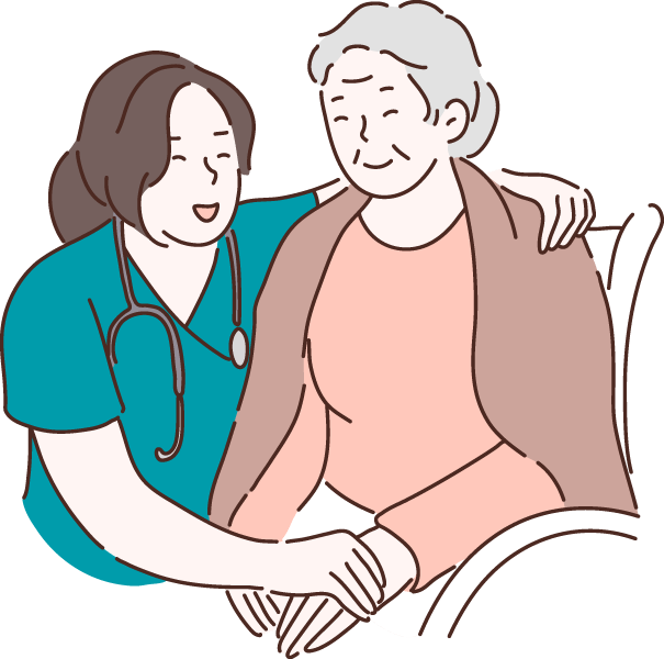 Illustration of happy carer and client